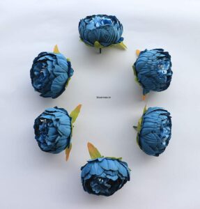 Artificial Peony Flowers Turkish Blue Color (3)